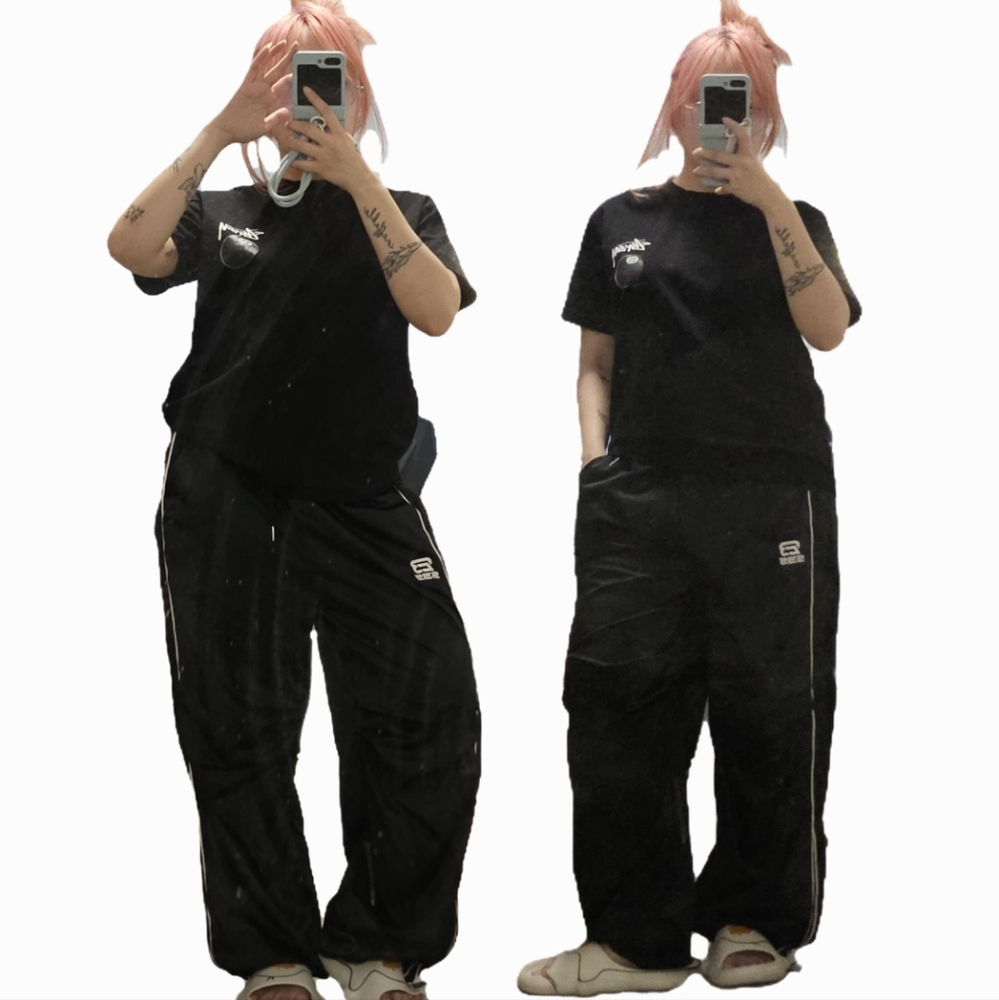 Black Relaxed Fit Joggers with Utilitarian Design